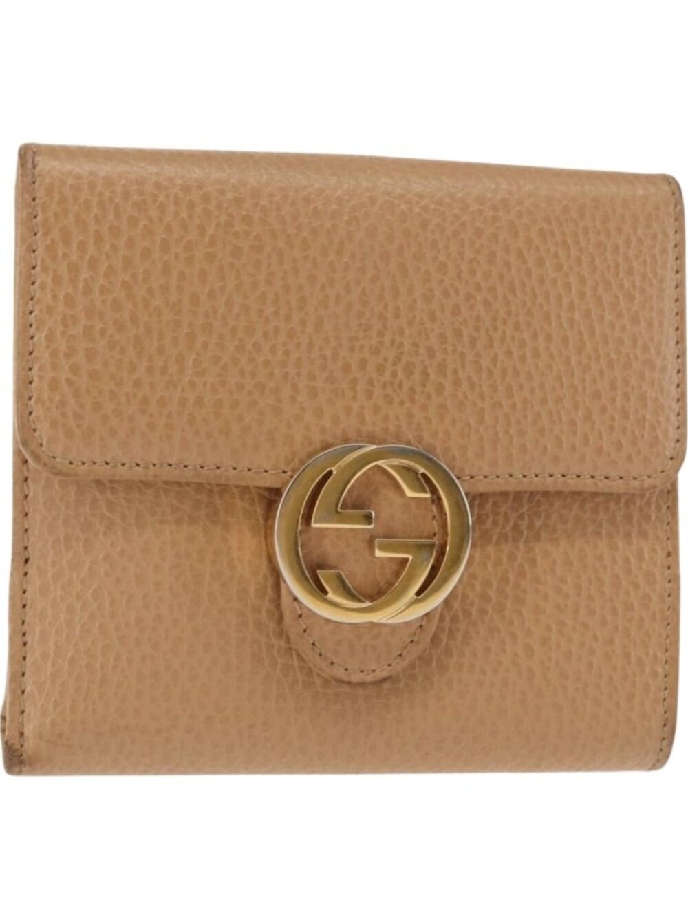 GUCCI Bifold Wallet Leather Outlet Beige Gold Beige 615525